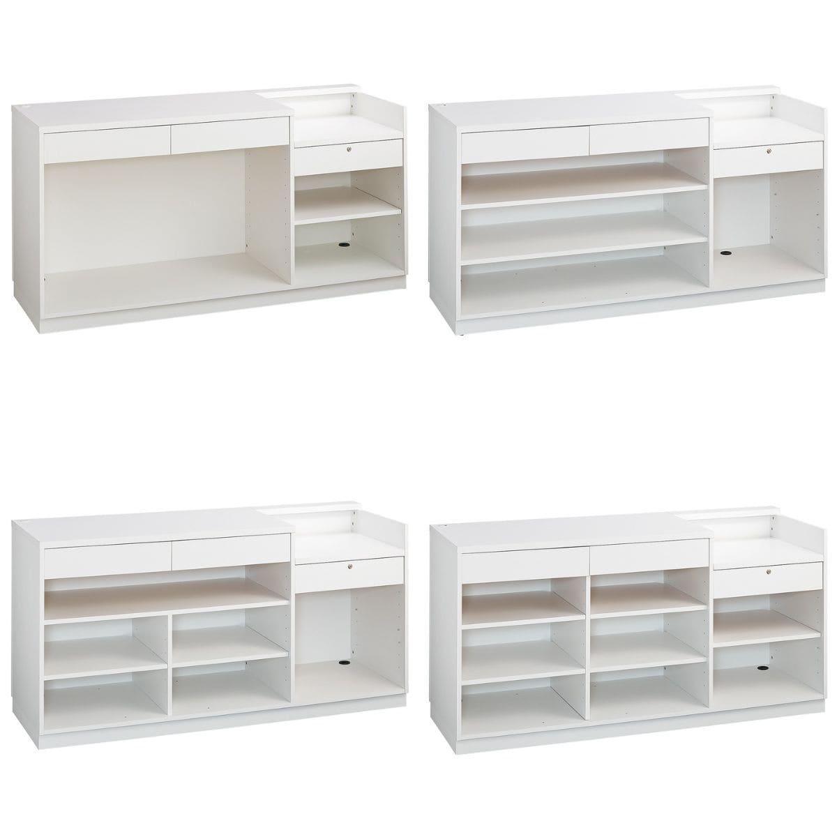 レジカウンター 切り欠きタイプ 幅180cm ホワイト〔ストエキオリジナル〕 オープンタイプ