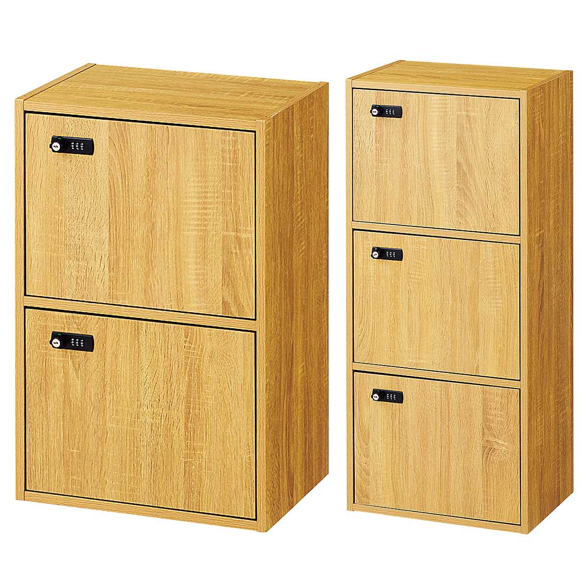 木製簡易ロッカー(ダイヤル錠)幅41×奥行29cm〔ストエキオリジナル〕 2段