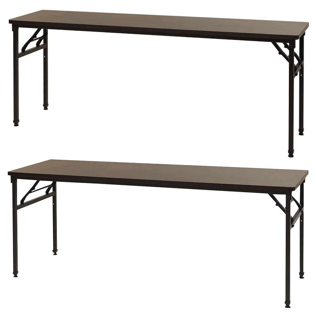 折りたたみ昇降テーブル ブラウン D45cm