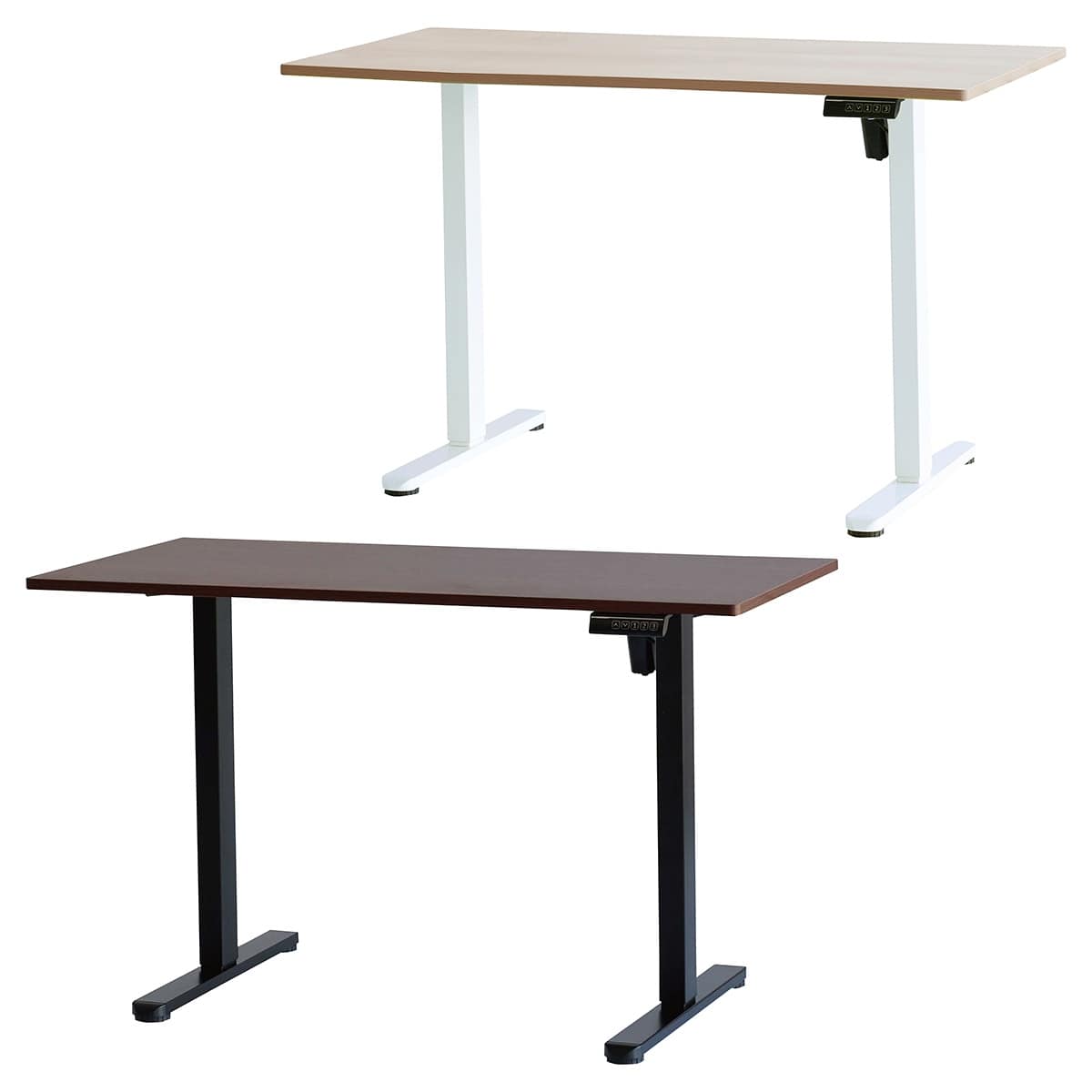 電動昇降デスク 幅120×奥行60cm 天板ナチュラル脚ホワイト