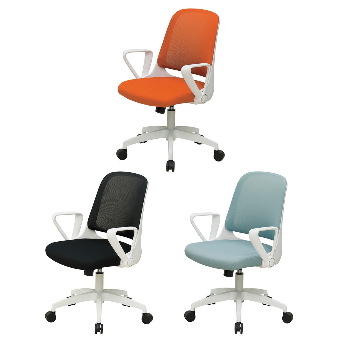 オフィスメッシュチェア ループ肘 ブラック