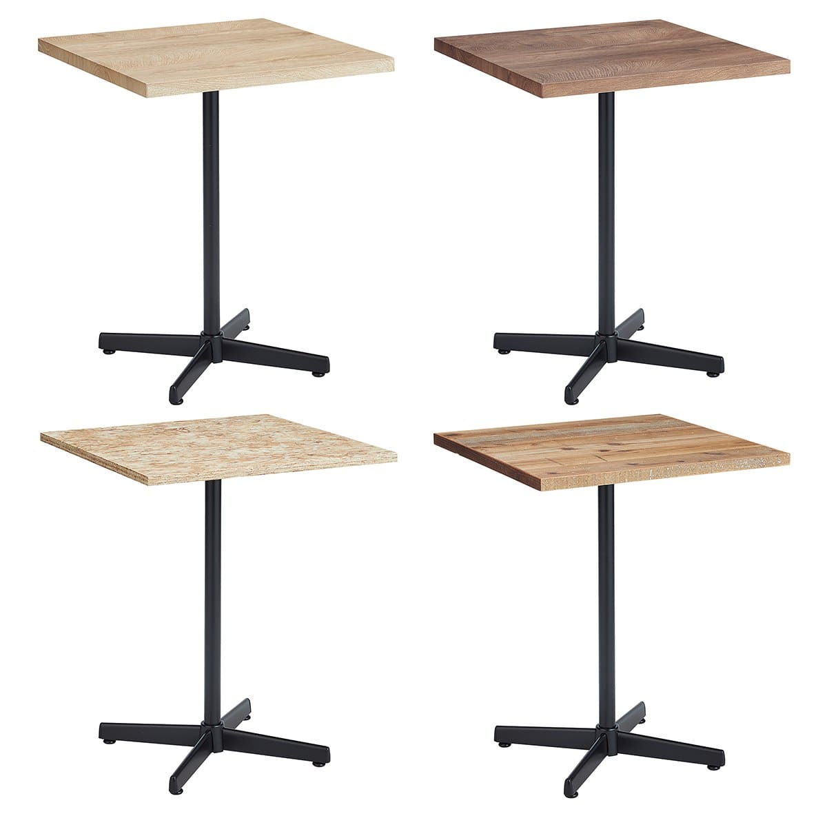 セレクトカフェテーブル 角型 黒脚 60cm角×高さ71.5cm〔ストエキオリジナル〕 人工銘木 ナチュラル