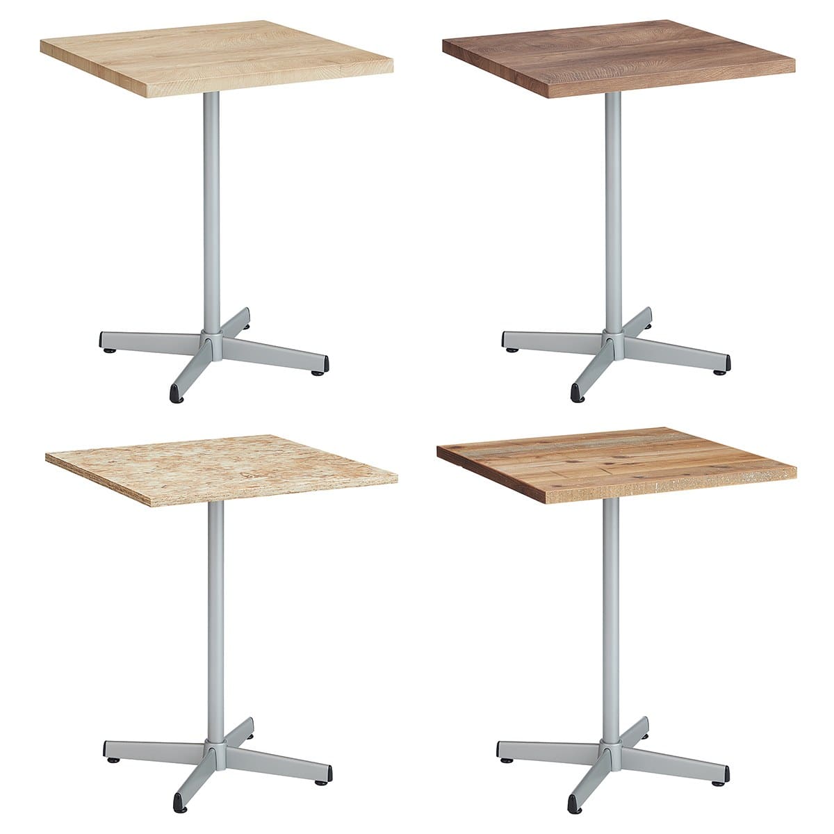セレクトカフェテーブル 角型 シルバー脚 60cm角×高さ71.5cm〔ストエキオリジナル〕 人工銘木 ナチュラル