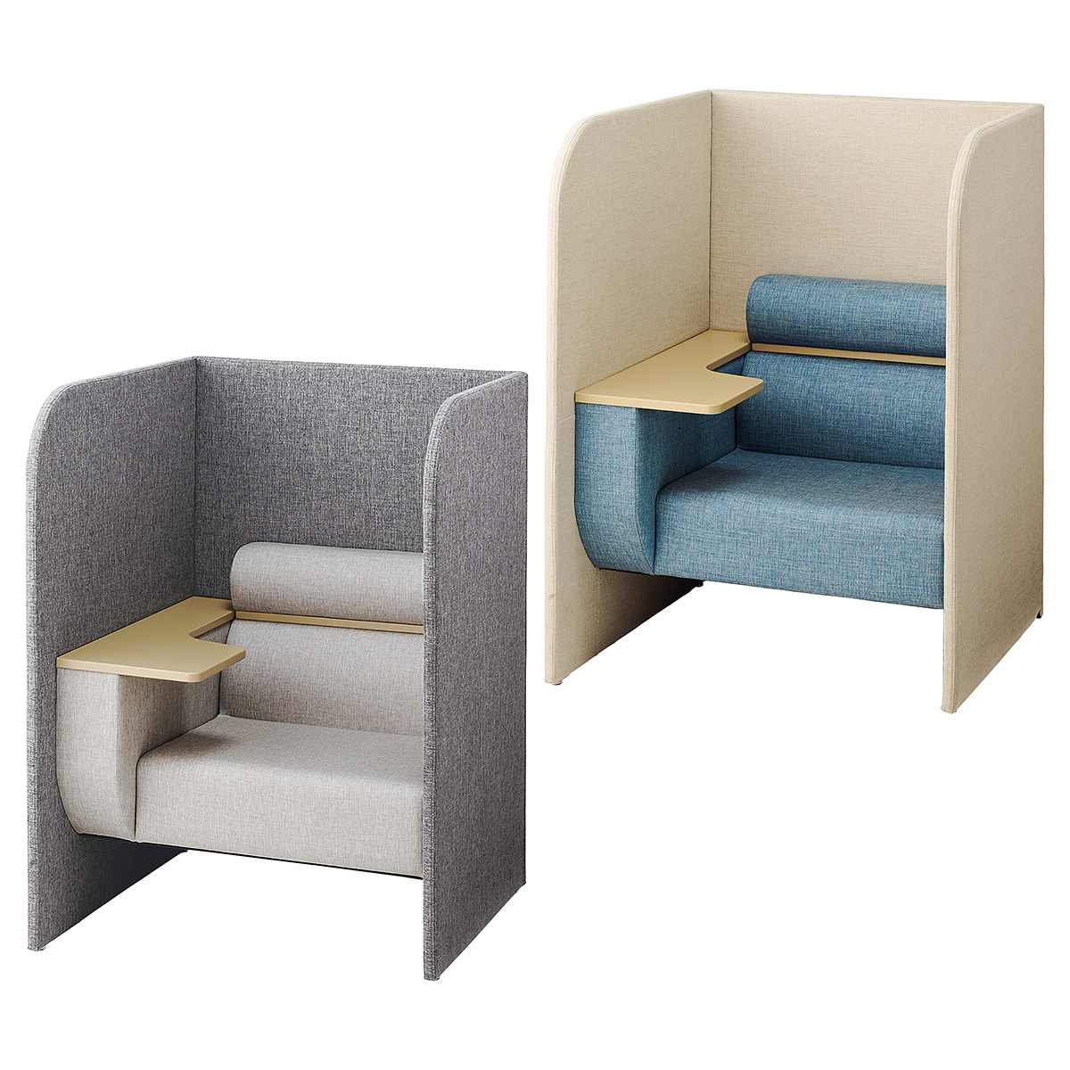 テーブル付きブースソファ〔ストエキオリジナル〕 グレー