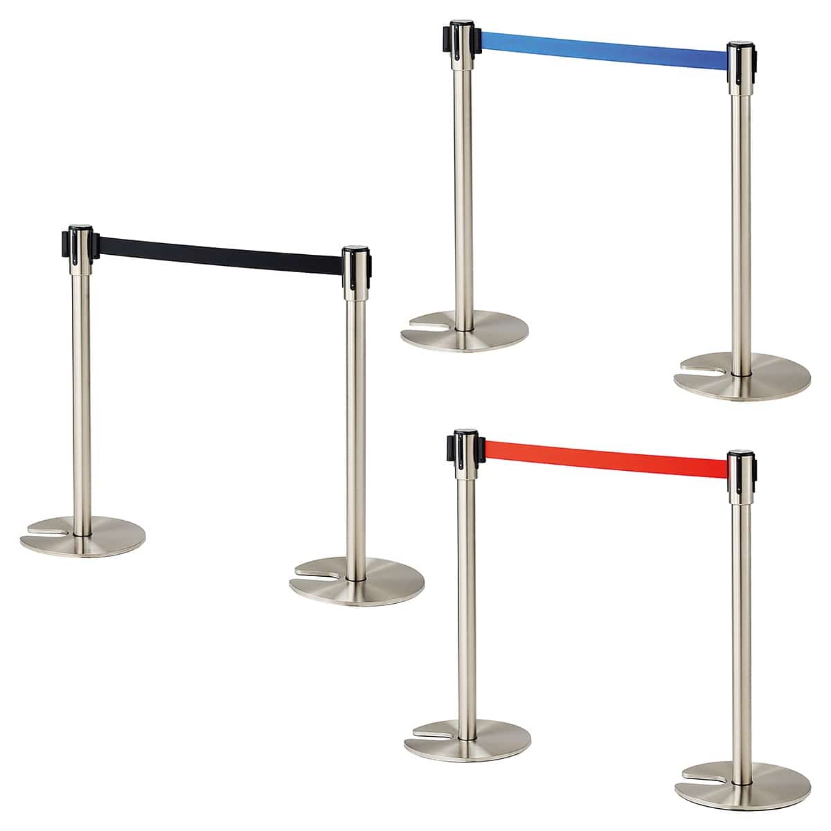 2台 スタッキングベルトパーテーション ステンレスベース 底面樹脂タイプ〔ストエキオリジナル〕 ブラック