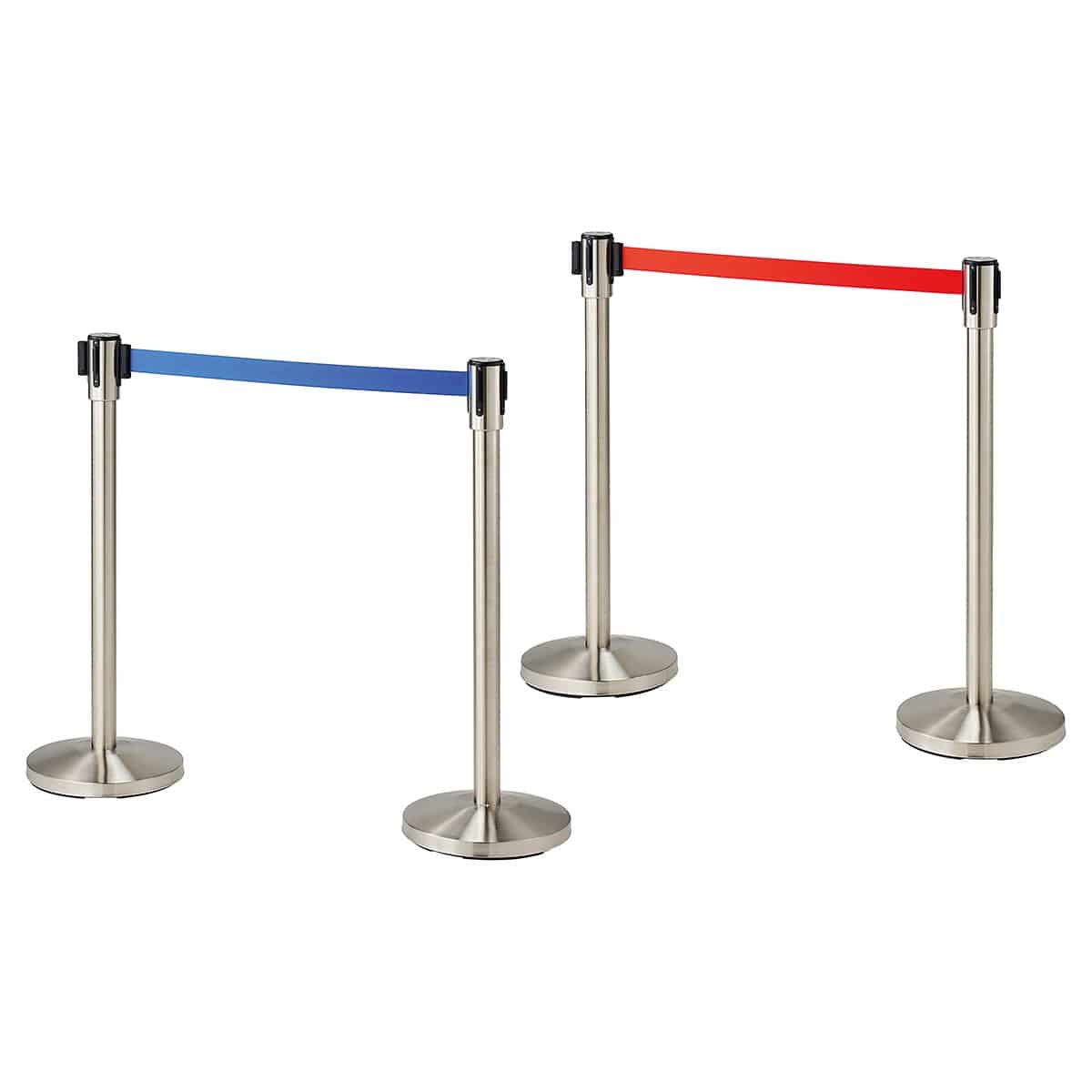 2台 ベルトパーテーション ステンレスベース 底面樹脂タイプ〔ストエキオリジナル〕 ブルー