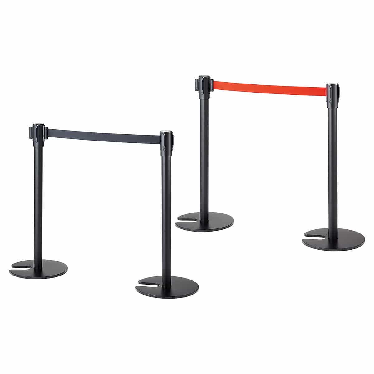 2台 スタッキングベルトパーテーション ブラックベース 底面樹脂タイプ〔ストエキオリジナル〕 ブラック