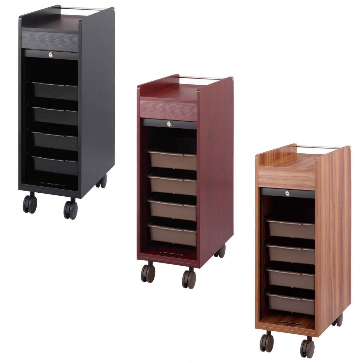 ワームスシャッター付きワゴン C-345 黒木目