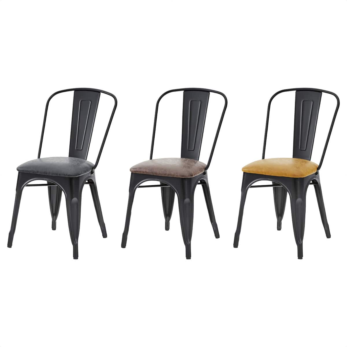 【2脚】ダイニングチェア ブラック