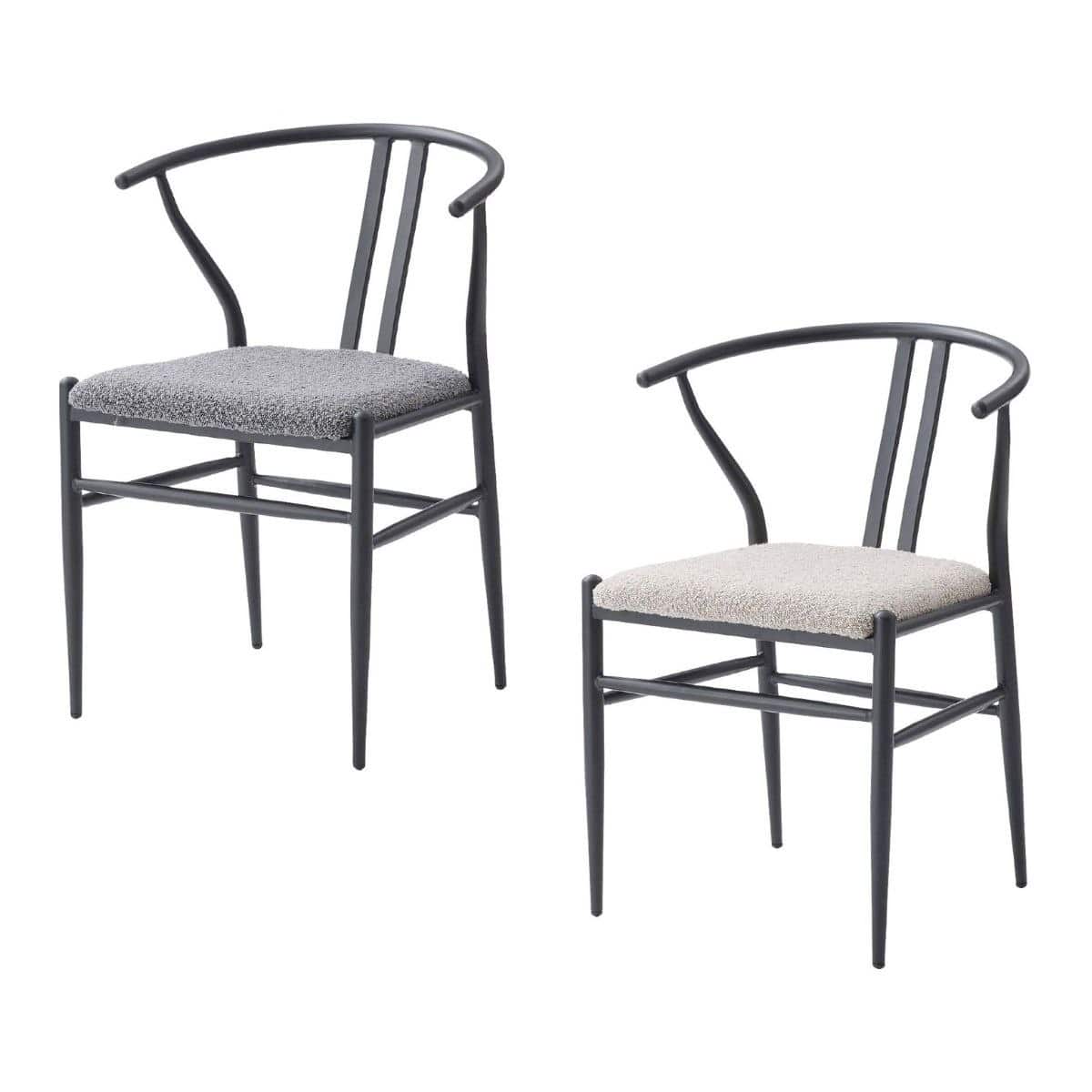 2脚 ダイニングチェア ダークグレー
