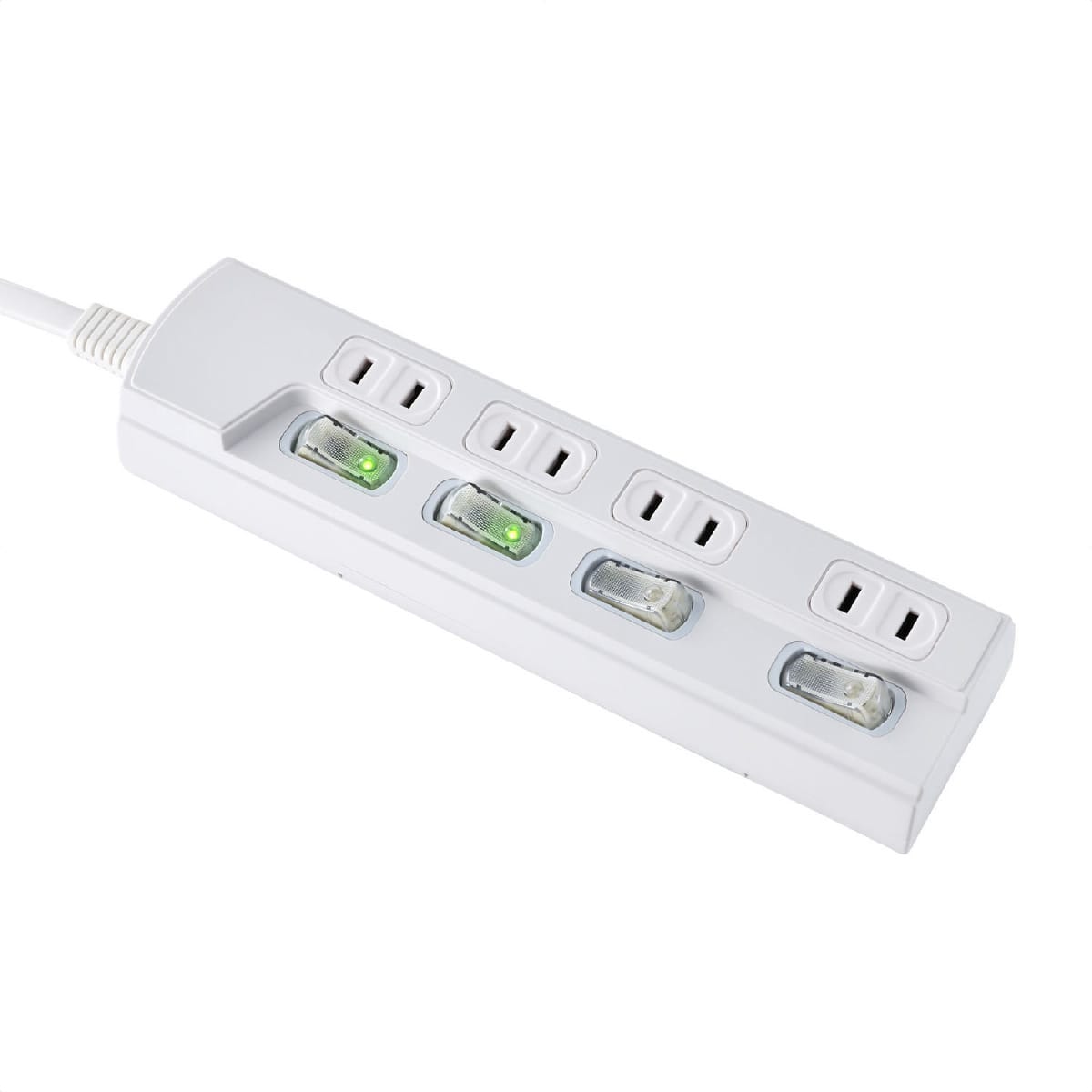 ELPA 電源タップ 4個口 LEDランプ仕様 個別スイッチ 1m