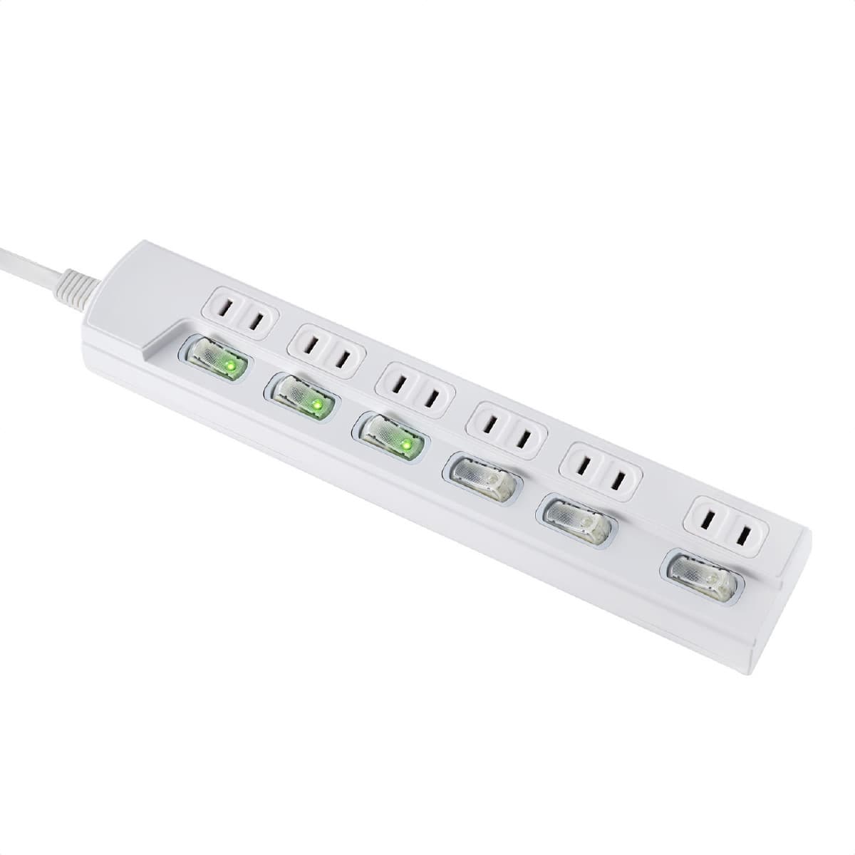ELPA 電源タップ 6個口 LEDランプ仕様 個別スイッチ 1m