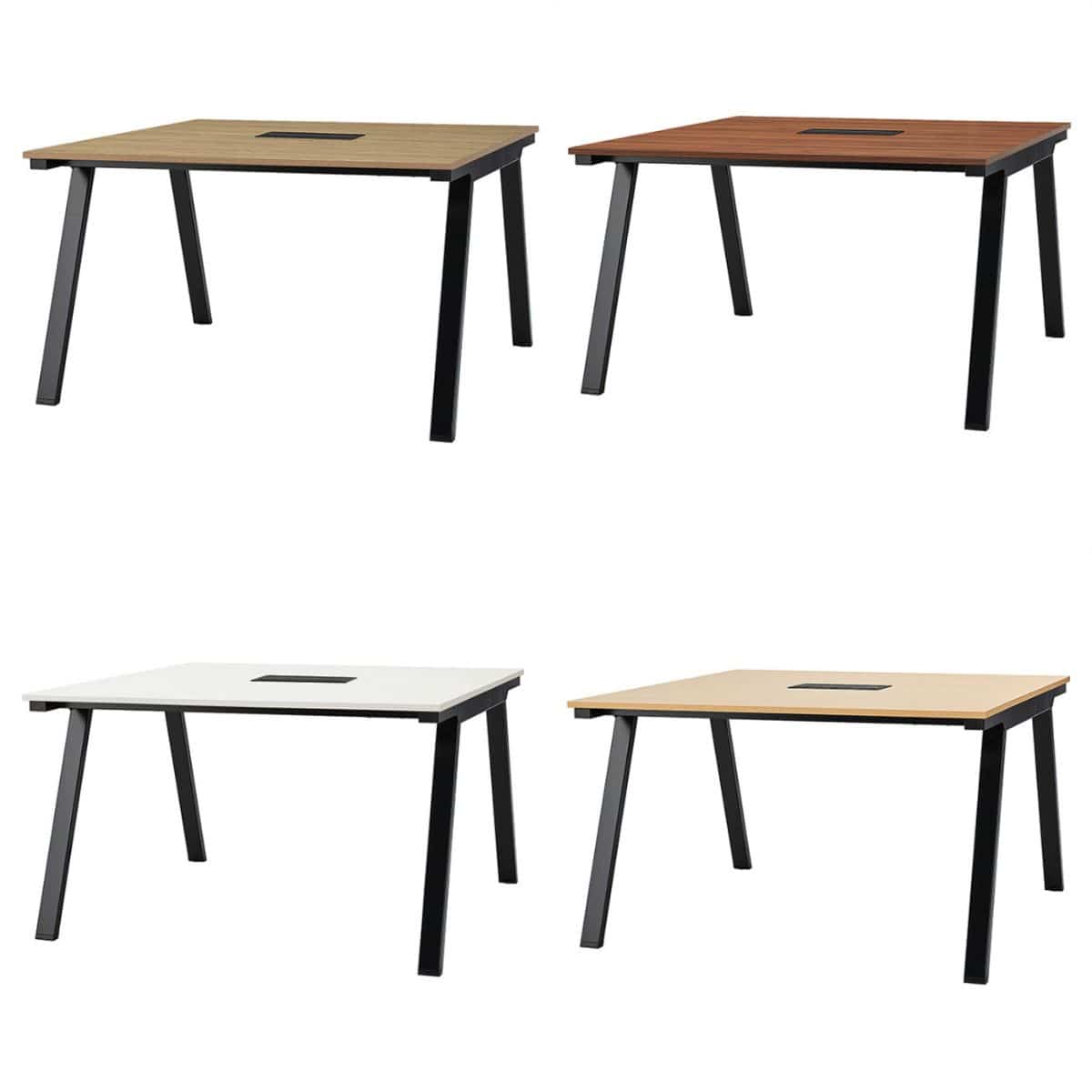 フリーアドレスデスク120×120cm スラント脚(ブラック) フォレスト
