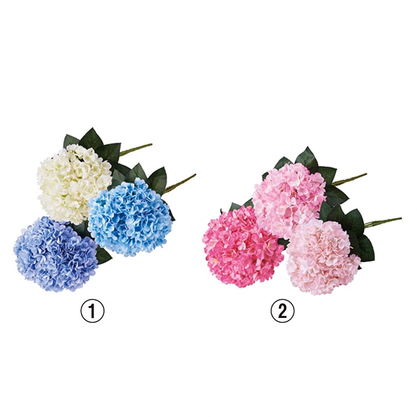 造花あじさいブッシュ3本 45cm 花径15cm ブルー ピンク 夏 和 ディスプレイ 装飾 通販 ストア エキスプレス