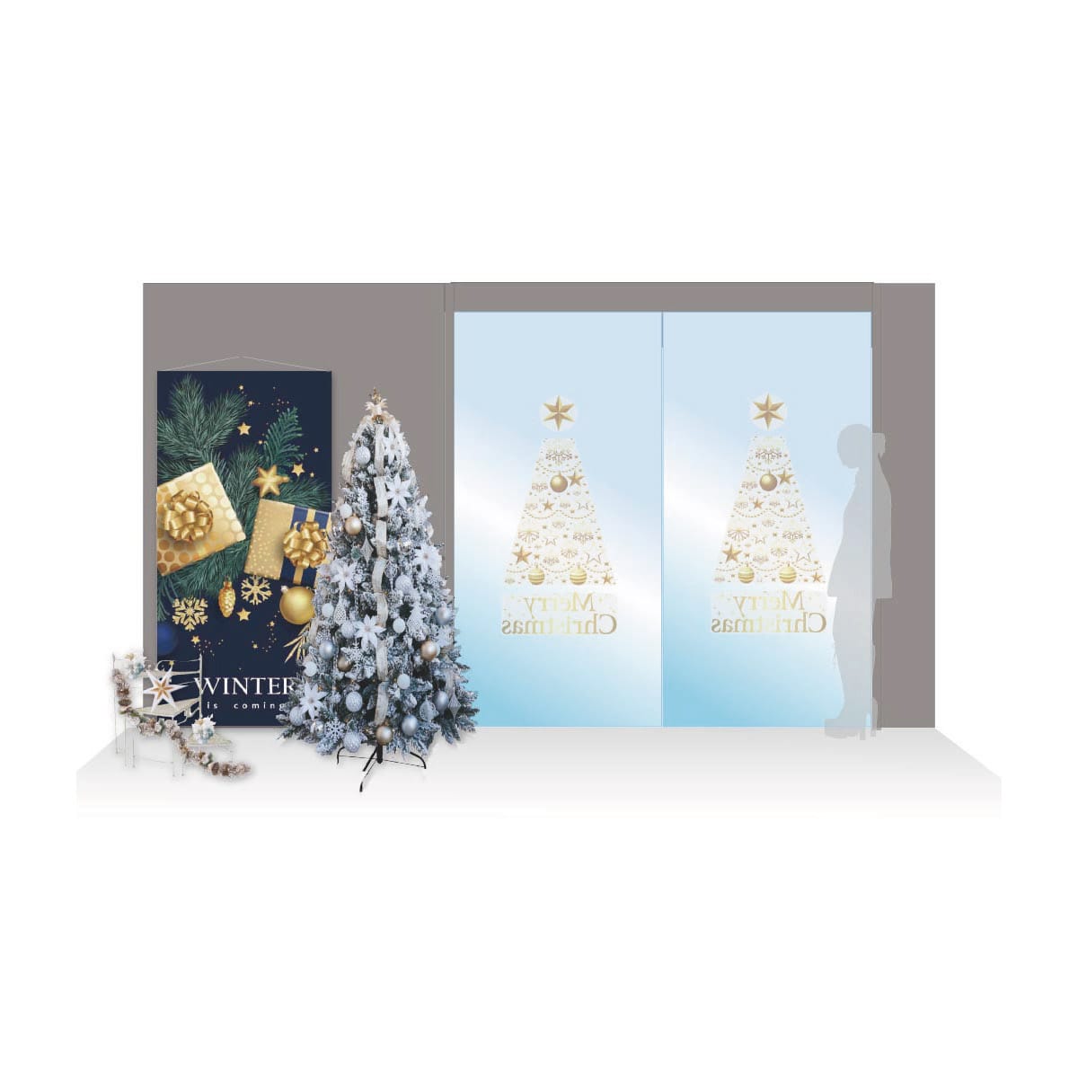 キラキラウィンターポット クリスマス 雪 装飾 飾り付け 店舗装飾 ディスプレイ アレンジ 卓上 通販 ストア エキスプレス