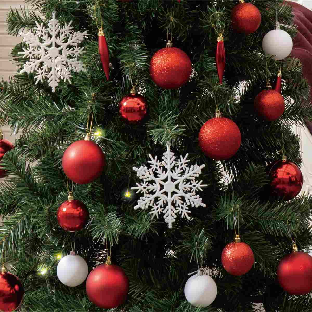 スリムクリスマスツリーセット レッドホワイト H150xw66cm 通販 ストア エキスプレス