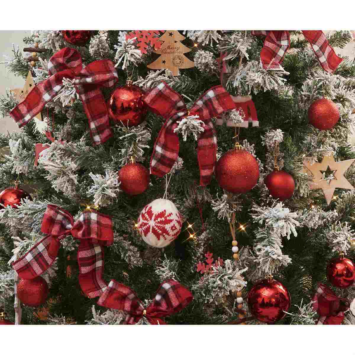 オーナメント付きツリーセット 赤チェック クリスマスツリー トレンド ディスプレイ 飾り 装飾
