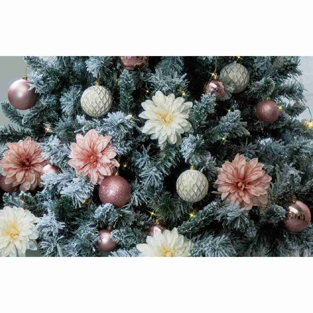 ツリーセット フラワーピンクオーナメント付き Led付クリスマスツリー グリーンホワイト トレンド ディスプレイ 飾り 通販 ストア エキスプレス