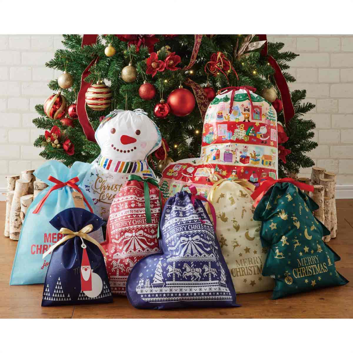 10枚 リボン付きギフトバッグ クリスマスツリー タグセット おしゃれ x30 Cm クリスマス飾り通販 ストエキ