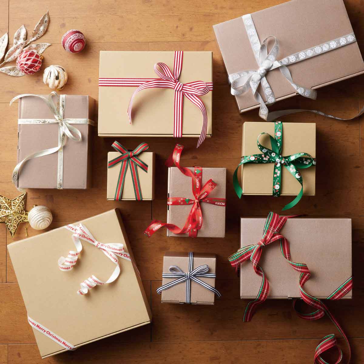 スターライトクリスマスリボン 12mm幅x19m巻 レッド |クリスマス飾り通販 ストエキ