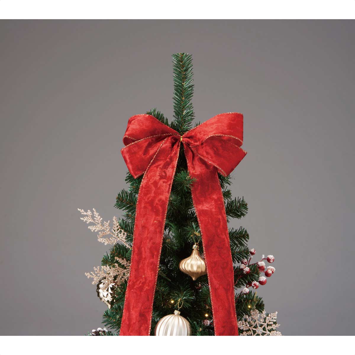 片付け簡単！折りたたみクリスマスツリーセット レッド H150xW66cm