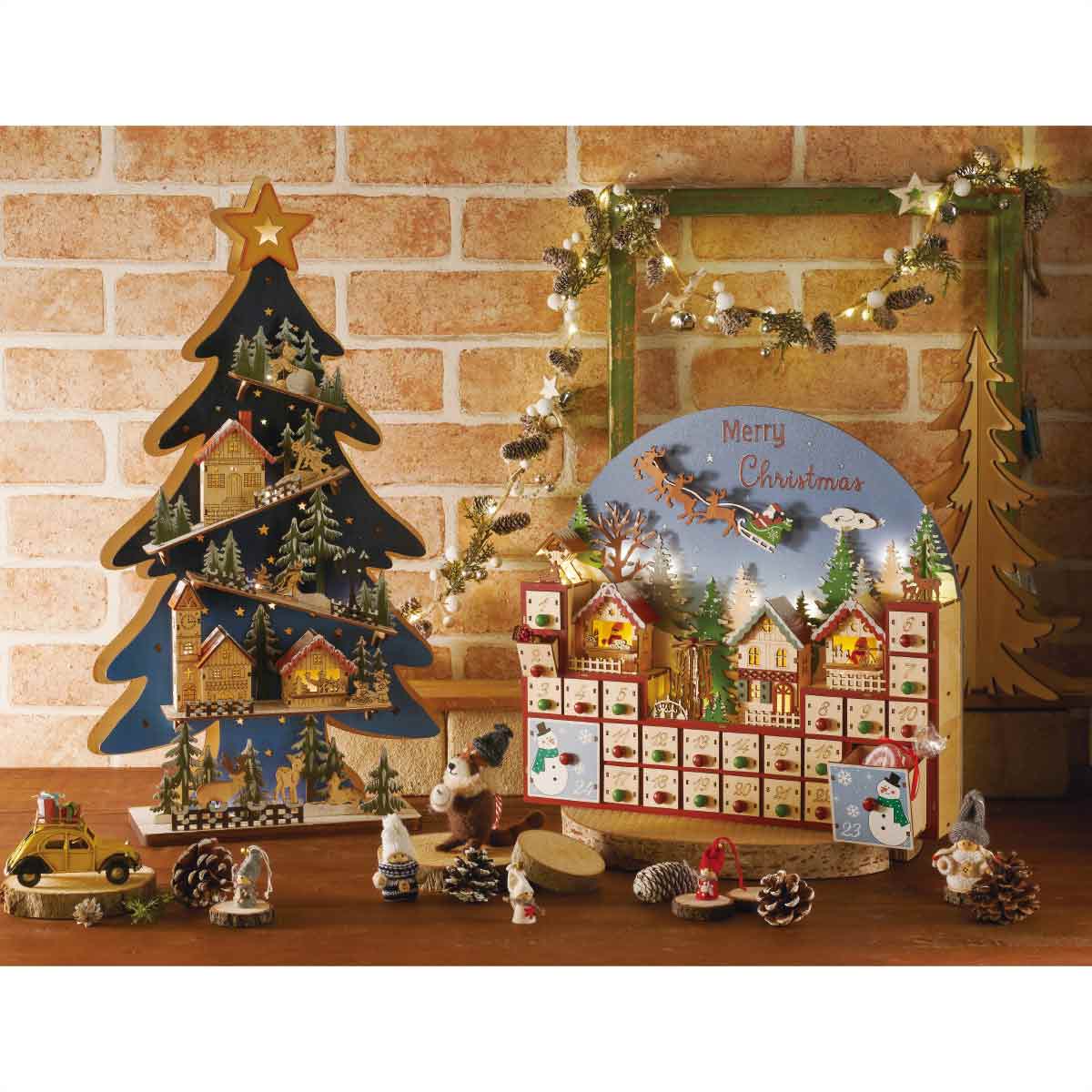 クリスマス装飾用品 アドベントカレンダーハウス ミニリース ミニツリー