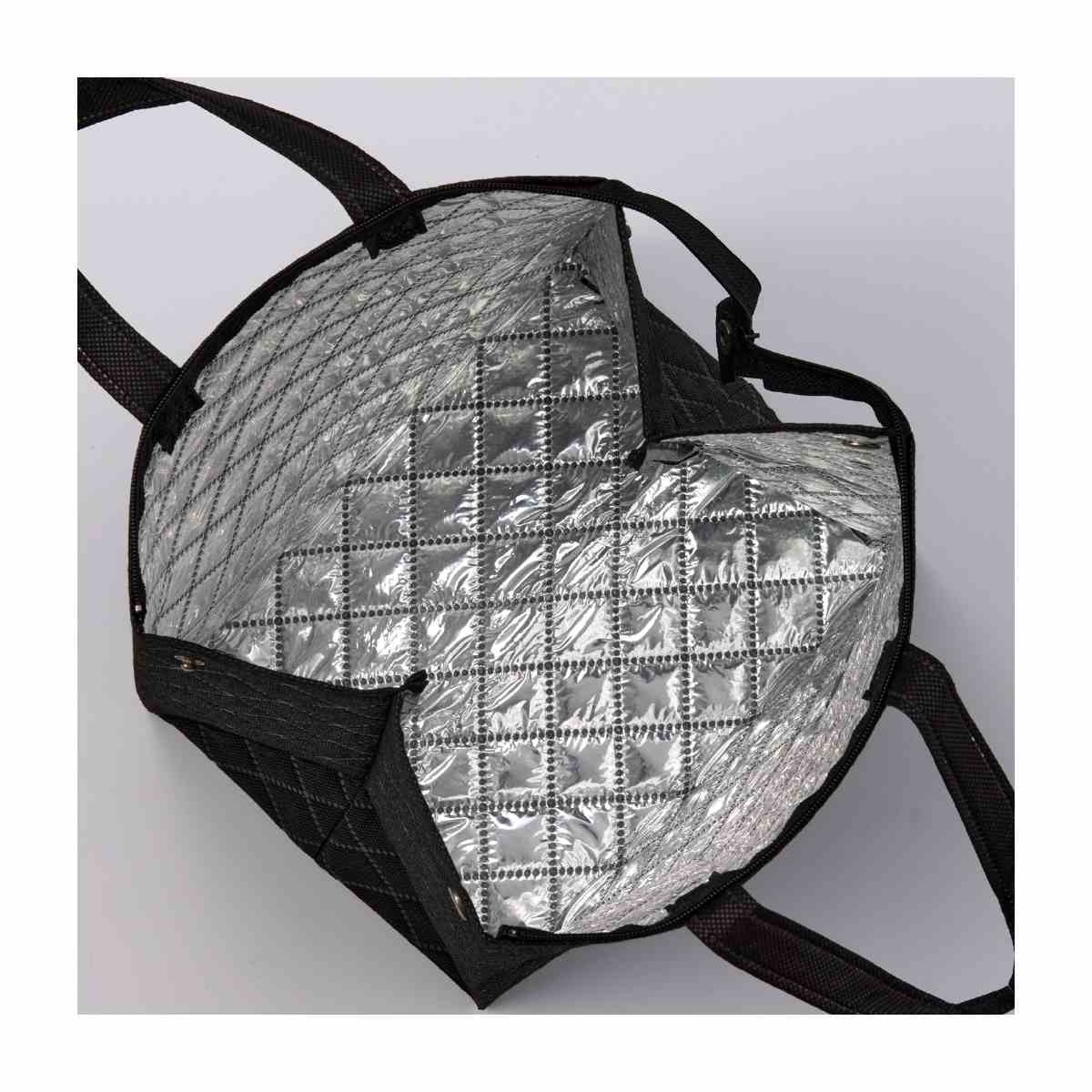 【10枚】 キルティング風保冷バッグ ブラック 23×17×37[24]cm