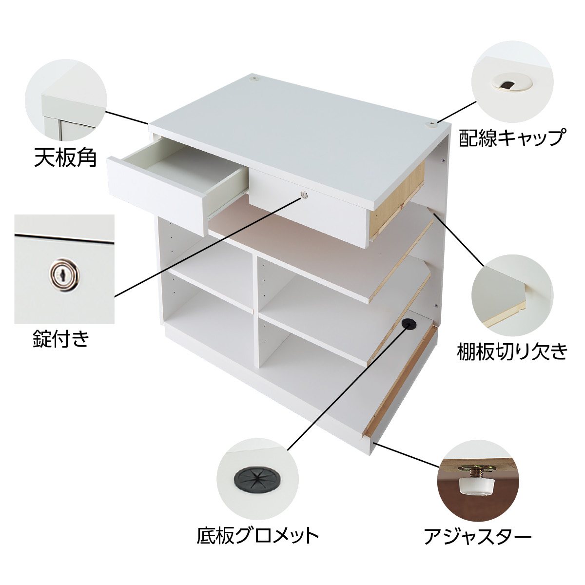 レジカウンター 平台タイプ W120cm エクリュ〔ストエキオリジナル〕 オープンタイプ