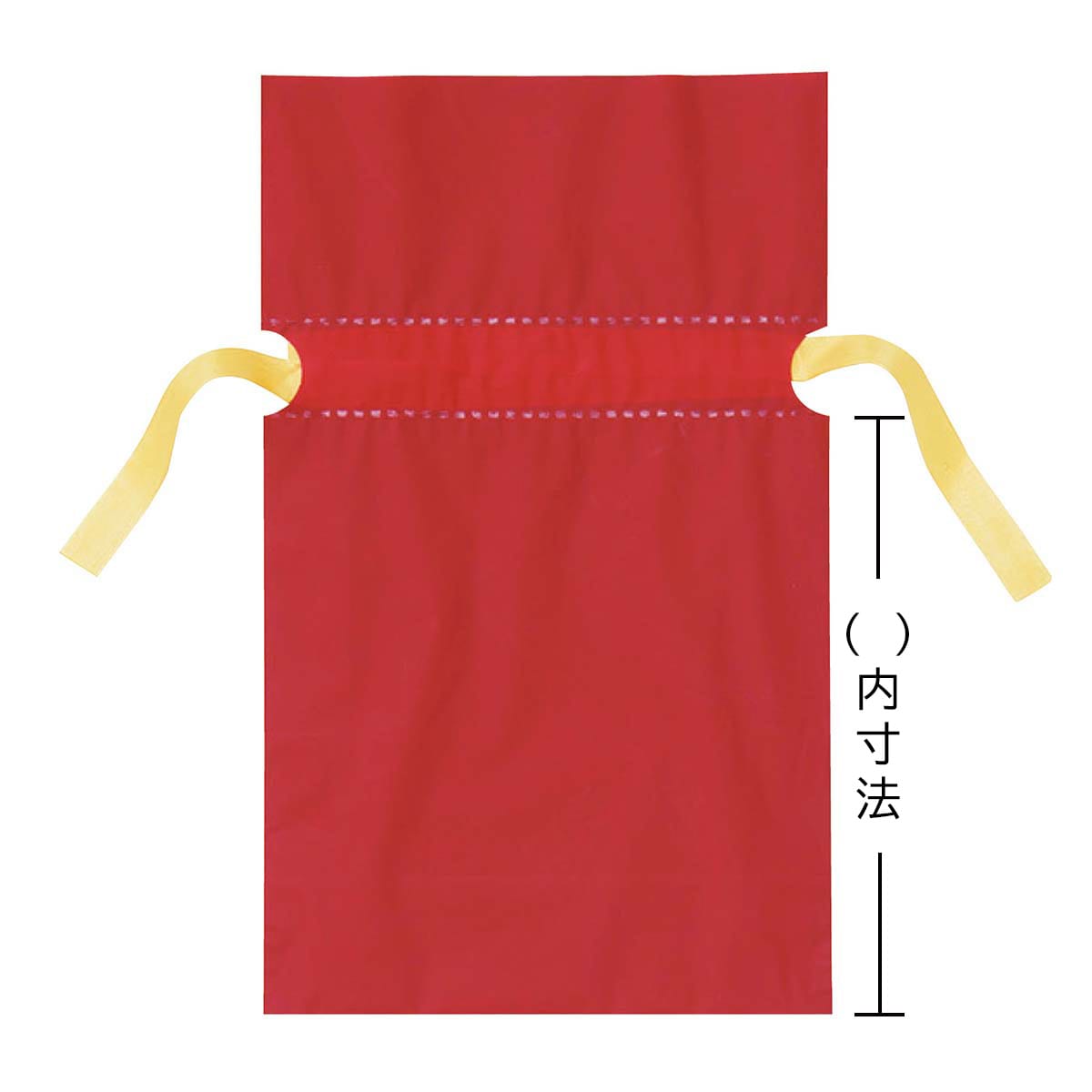 20枚 梨地リボン付きギフトバッグ レッド 17×28[18]×底マチ8cm