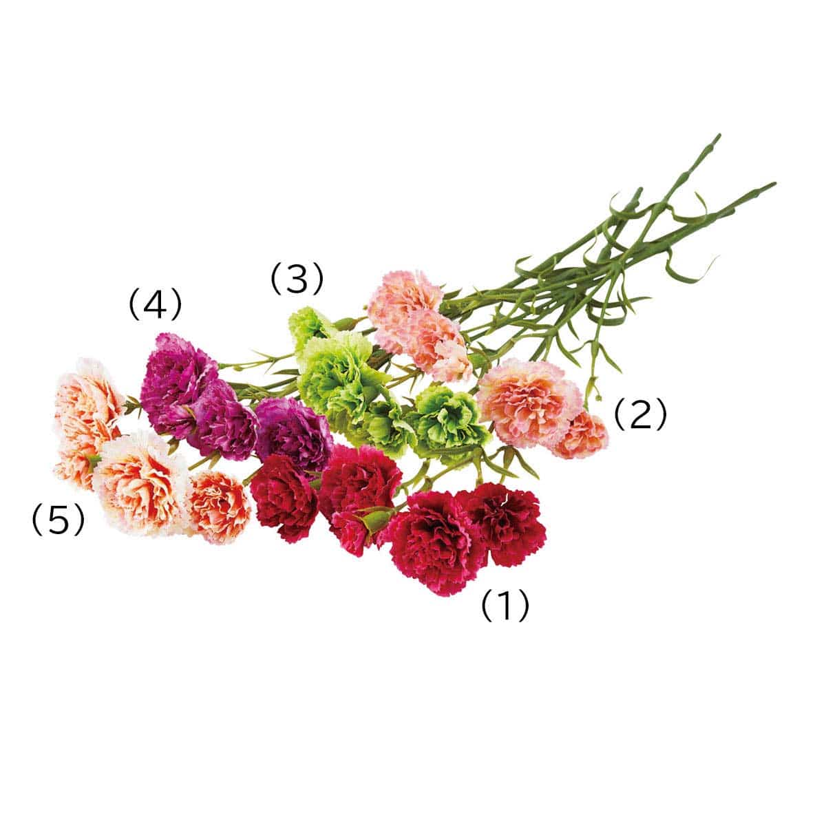 6本カーネーションスプレー52.5cm (造花) レッド