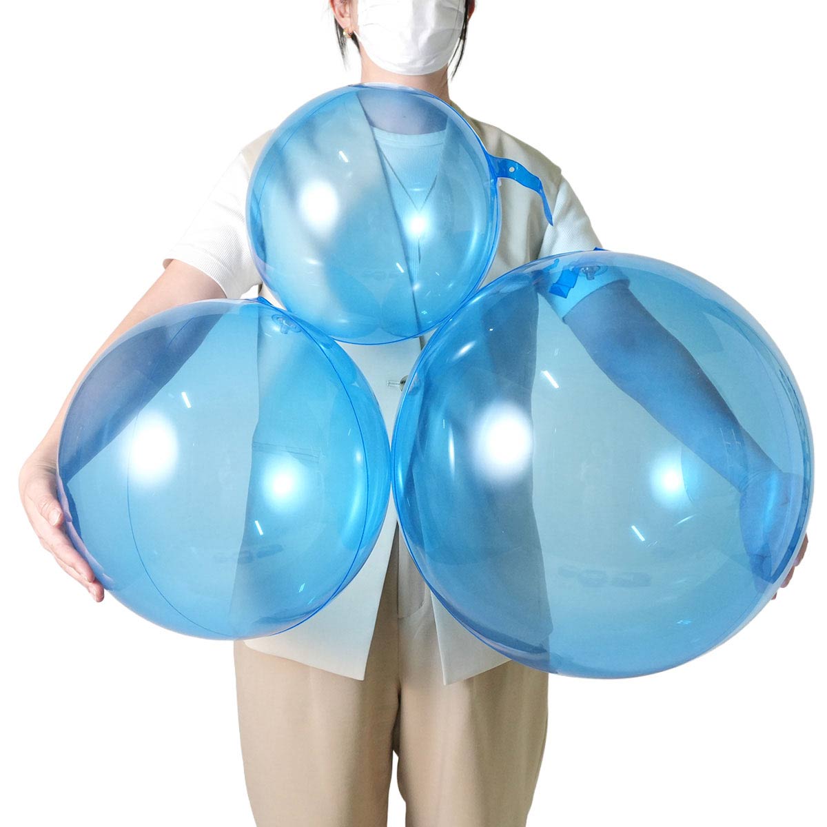 デコバルーン ブルー透明　5個 直径23cm