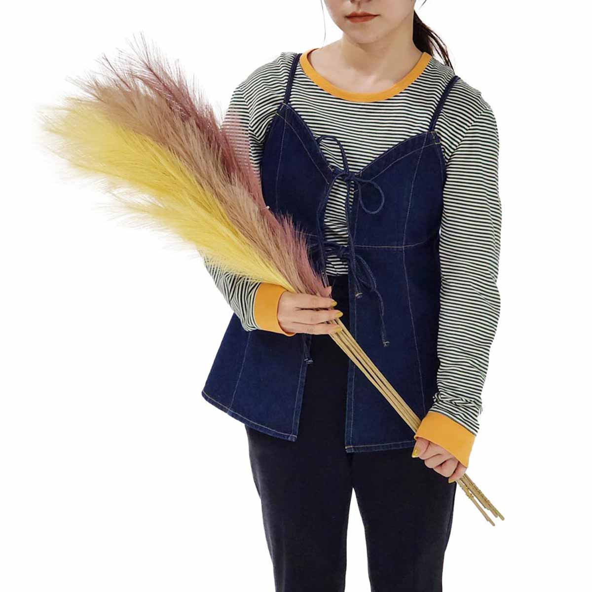 6本 カラーパンパスグラススプレー90cm(造花) クリーム