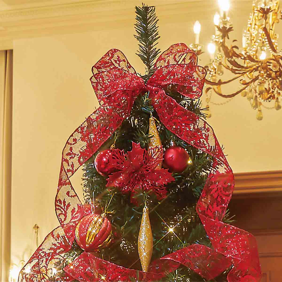 木製ベースクリスマスツリーセット レッド［ストエキオリジナル］ 高さ150×幅82cm