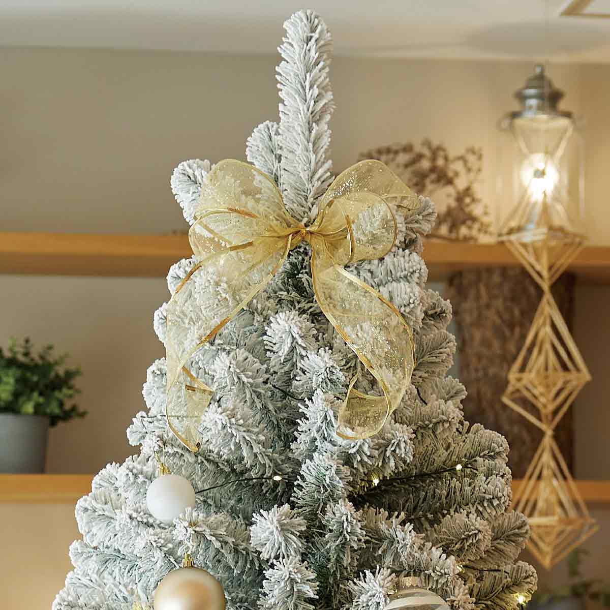 ウッドポットクリスマスツリーセット スノー［ストエキオリジナル］ 高さ150×幅84cm