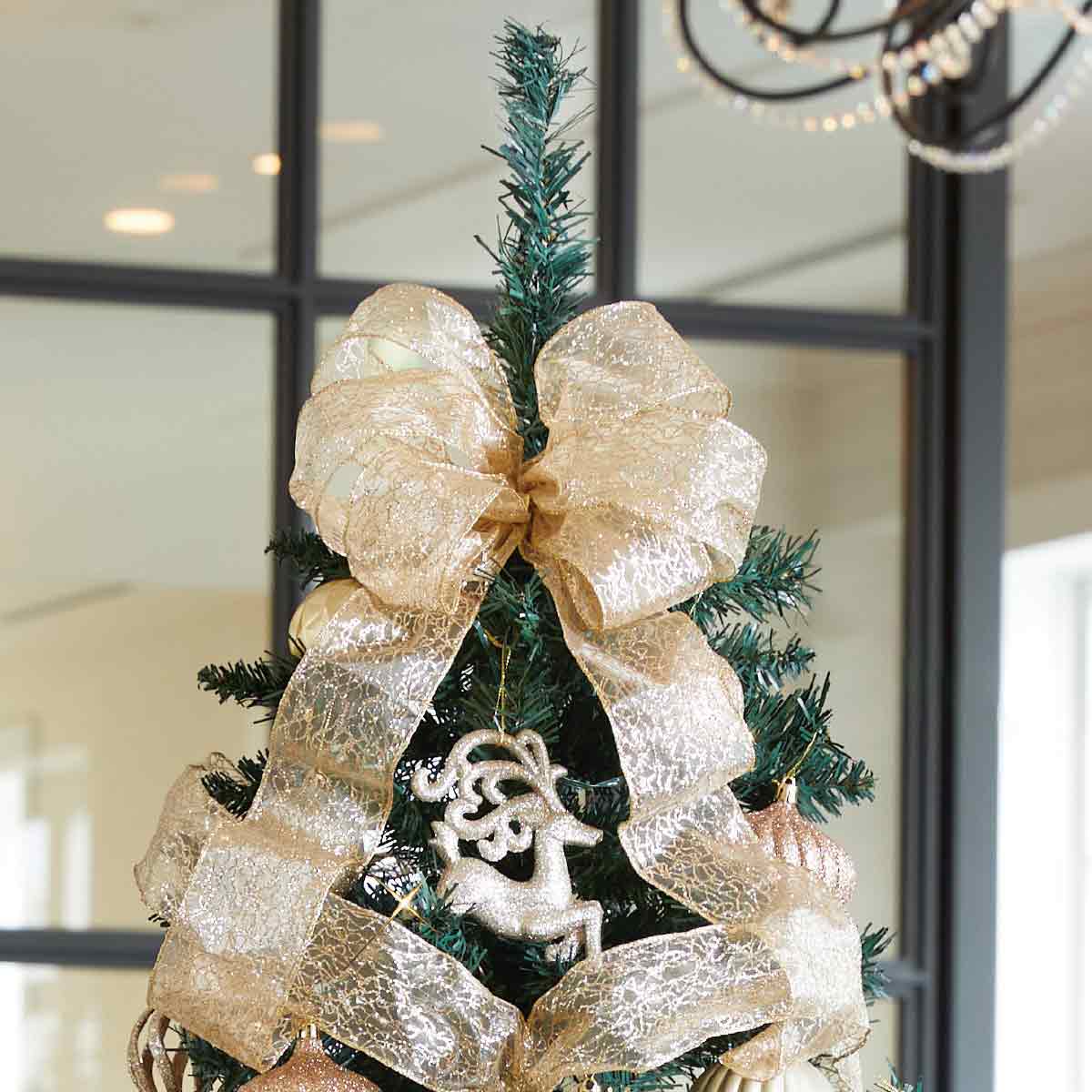 スクエアベースクリスマスツリーセット シャンパンゴールド［ストエキオリジナル］ 高さ150×幅82cm