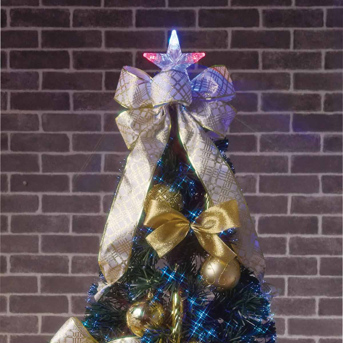 デコレーションファイバーツリーセット ゴールド 高さ150×幅76cm