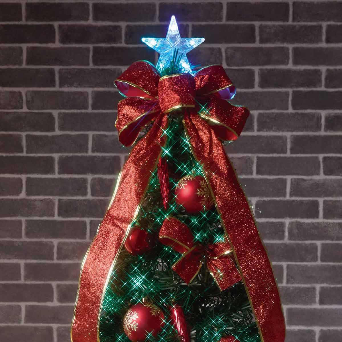 デコレーションファイバーツリーセット レッド 高さ150×幅76cm