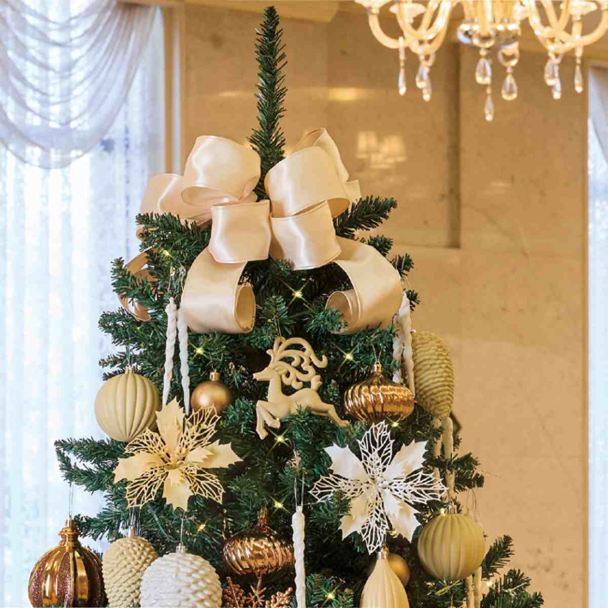 ゴージャスクリスマスツリーセット ホワイトコパー［ストエキオリジナル］ 高さ180×幅110cm