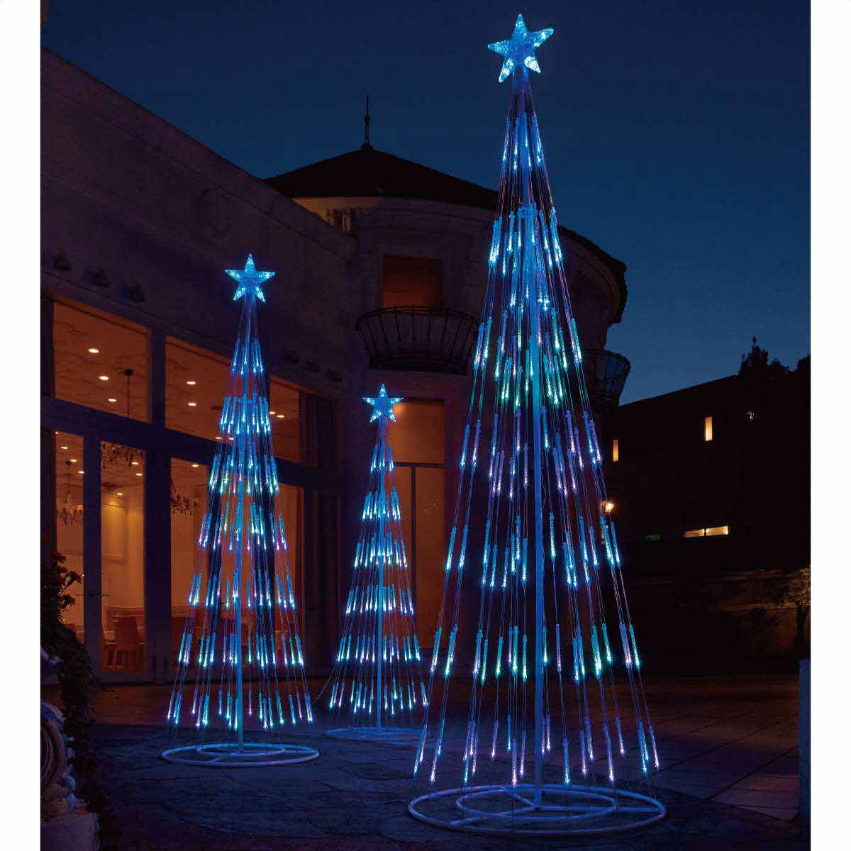 LEDシャイニングタワーライト クリスマスツリー ブルーグラデーション 高さ210cm
