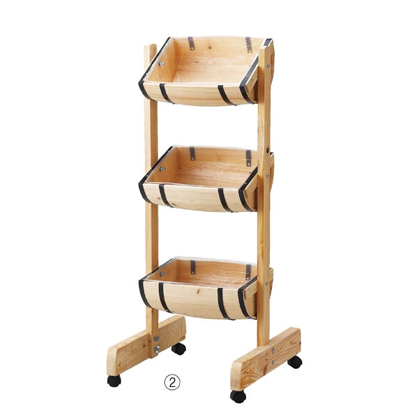 ハーフバーレルスタンド 木製ワゴン 2段