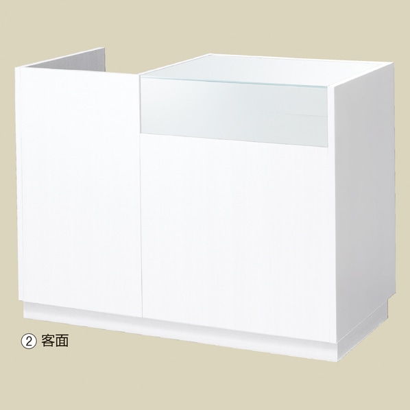 引き戸型ショーケース付きレジ台 幅120cm〔ストエキオリジナル〕 エクリュ