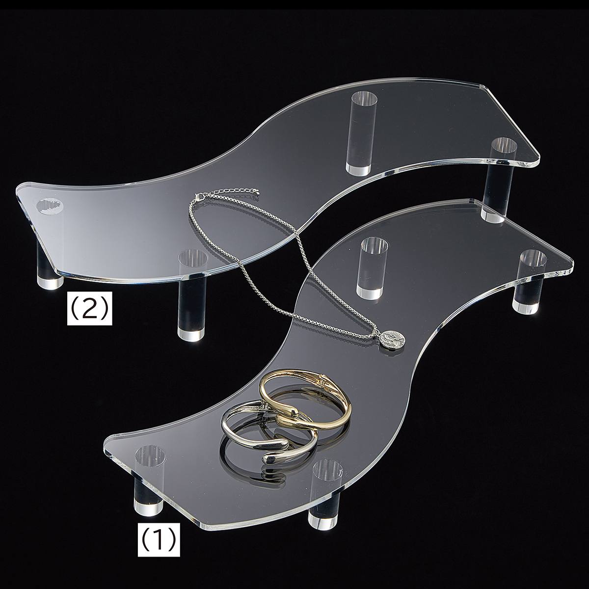 透明アクリル波型ディスプレイ 高さ5cm