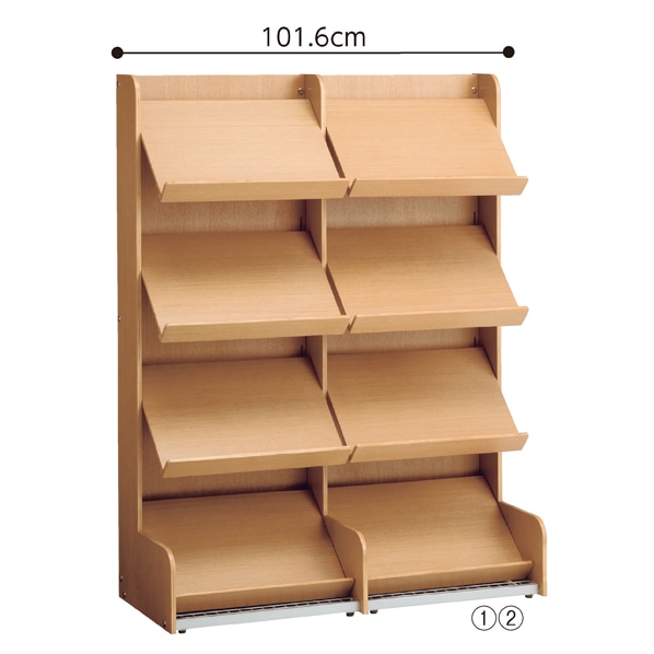 システムカタログスタンド 木目調 A4 4段 本体