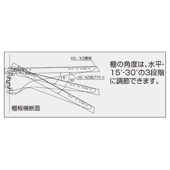 スチール棚セット 3段可変式 KZブラック用 幅120cmタイプ 奥行15cm