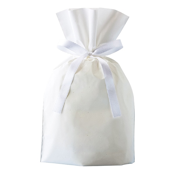 【20枚】 梨地リボン付きギフトバッグ ホワイト 17×28[18]×底マチ8cm