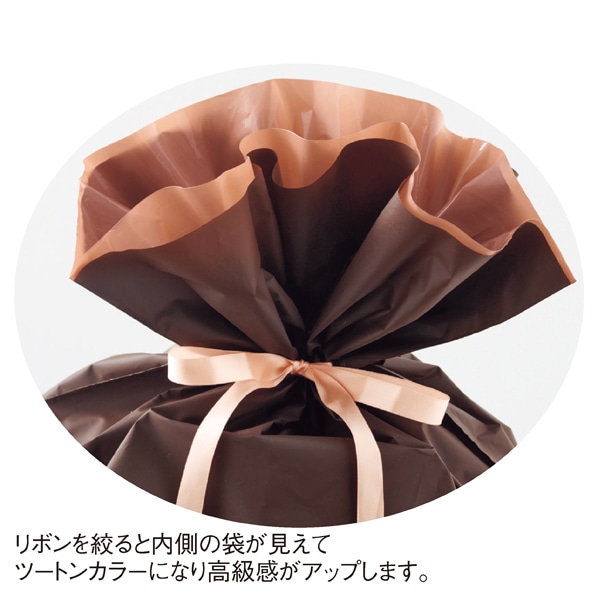 【20枚】 梨地リボン付きギフトバッグ レッド 17×28[18]×底マチ8cm