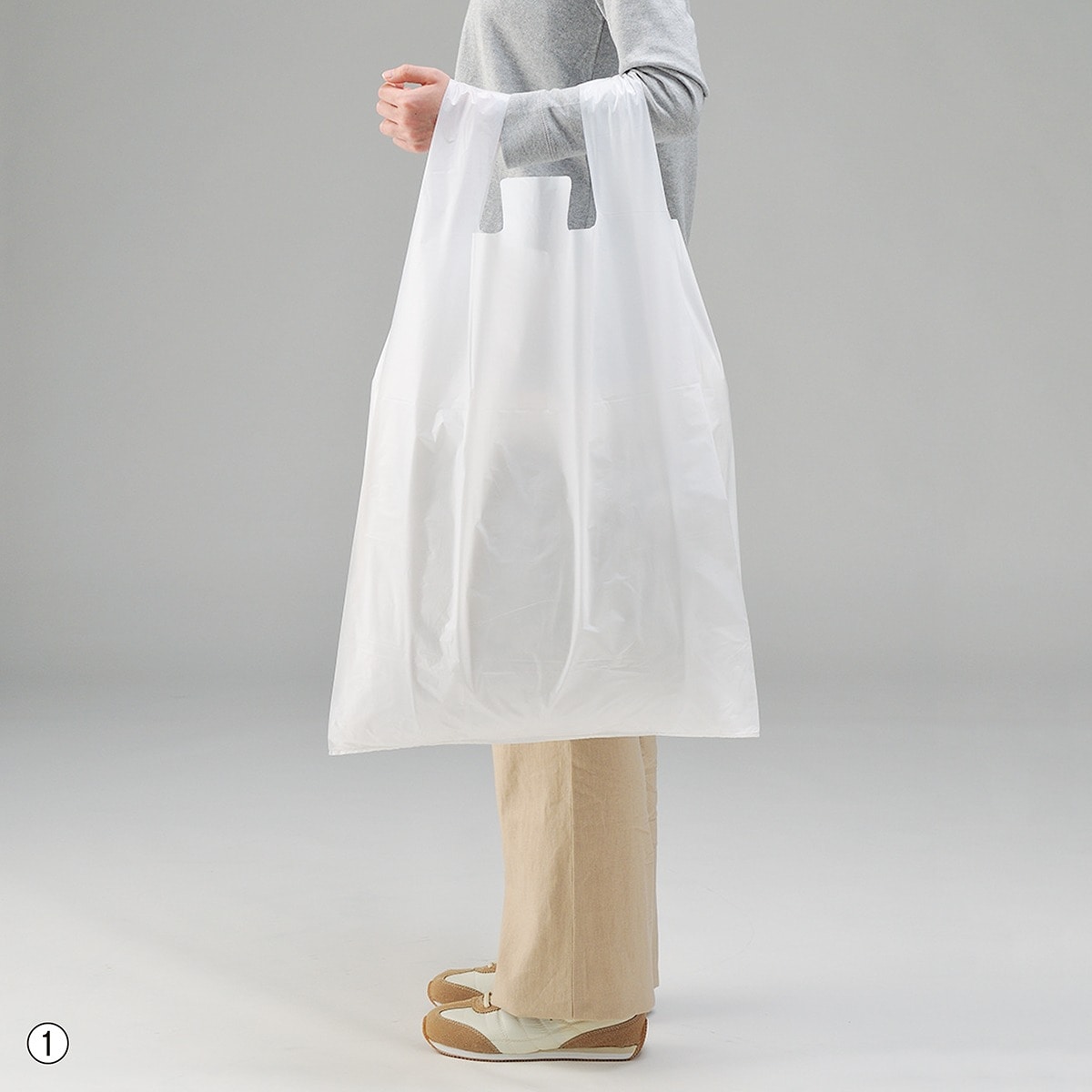 プラテック45 特大 手提げレジ袋 白無地 70号 幅48×高さ80[61]×横マチ22cm