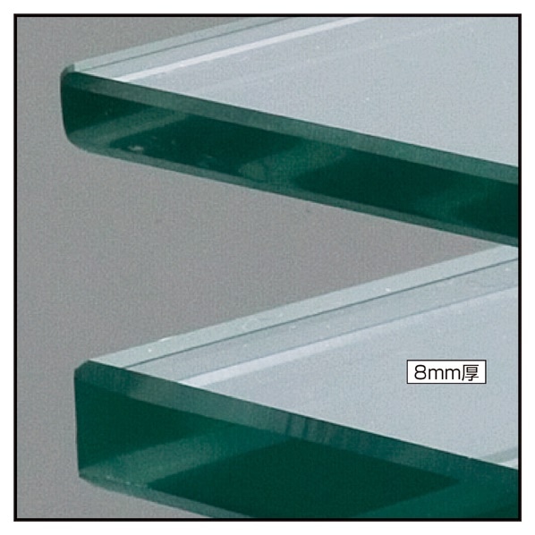 ガラス棚セット幅120cm インハングタイプ 8mm厚 奥行30cm