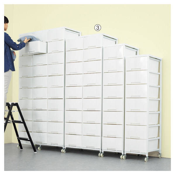 日本住器工業 大容量収納 プラスチックチェスト 2列 幅69cm 7段