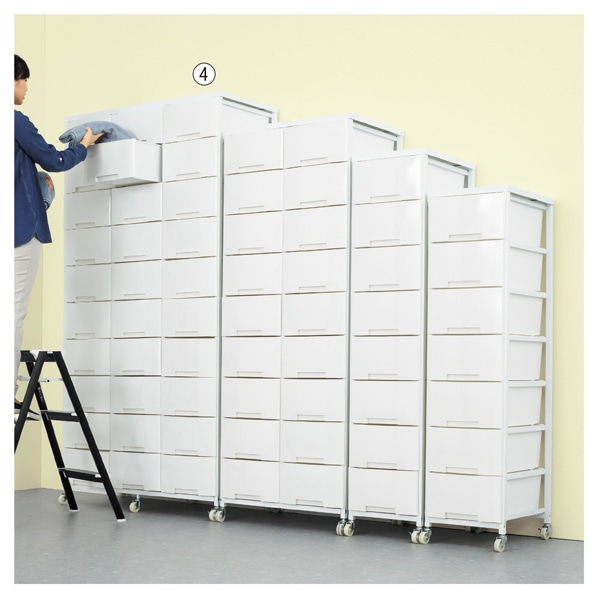 日本住器工業 大容量収納 プラスチックチェスト 3列 幅103cm 7段